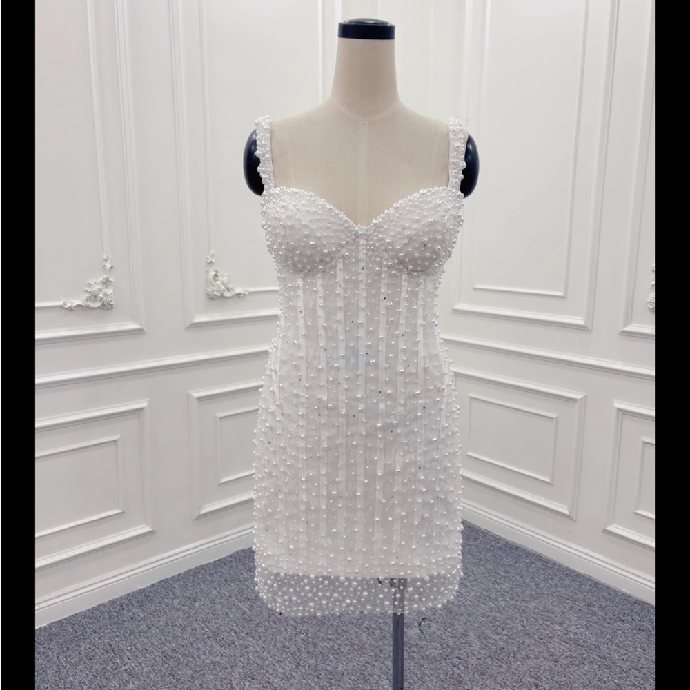Elegant White Beaded Dress